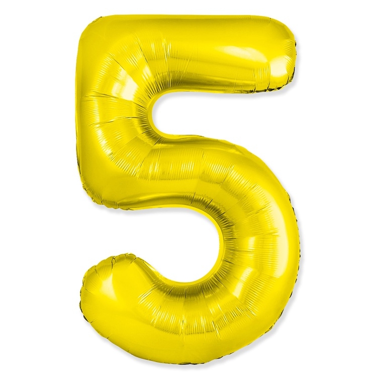 Шар Цифра "5" Slim Золото / Gold (в упаковке) 