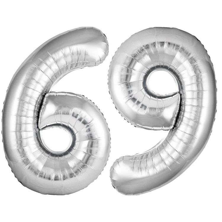 Шар Цифра "6/9" Slim Cеребро / Silver (в упаковке) 