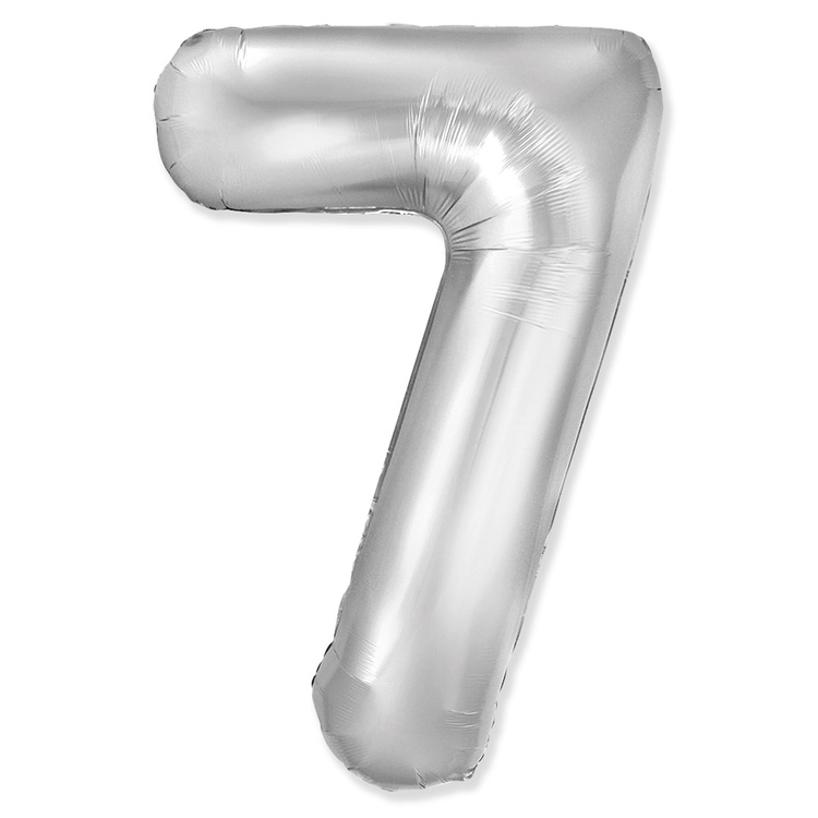 Шар Цифра "7" Slim Cеребро / Silver (в упаковке) 