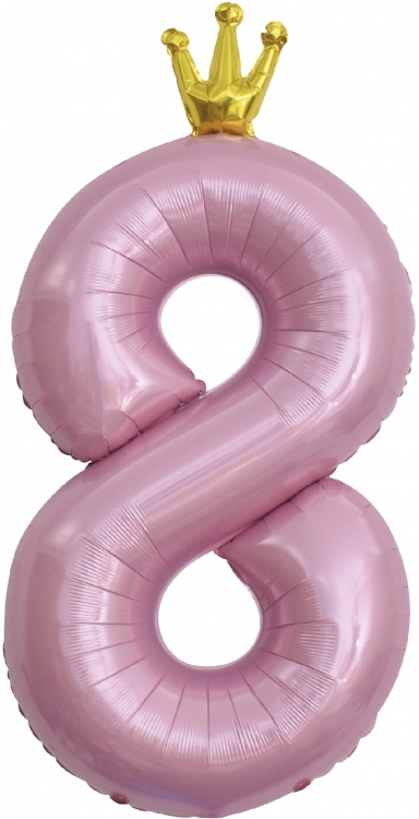 Шар Цифра "8" с короной Розовый / Pink (в упаковке) 