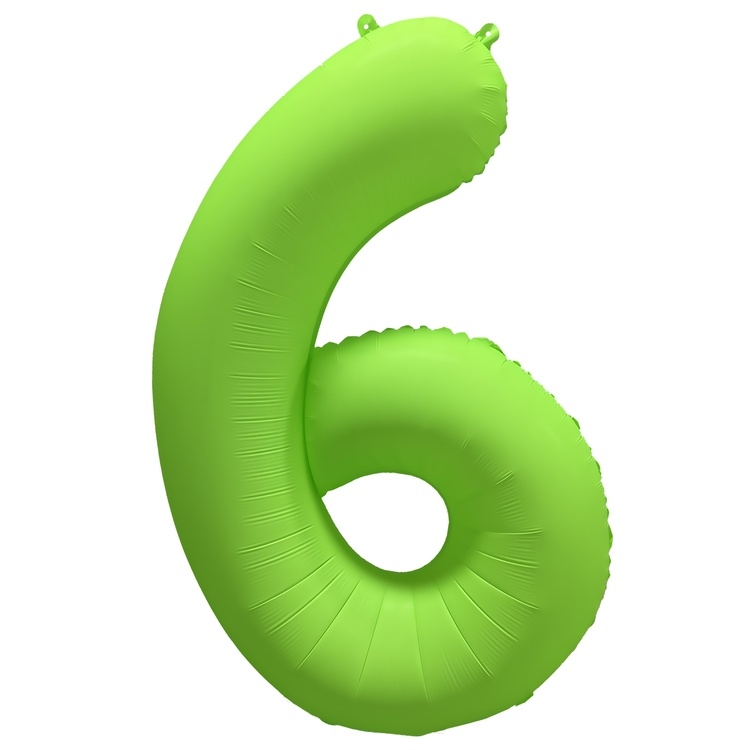 Шар Цифра "6" Неон Зеленый / Green (в упаковке) 