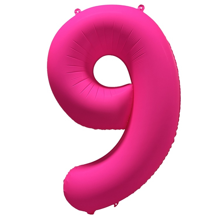 Шар Цифра "9" Неон Розовый / Pink (в упаковке)       