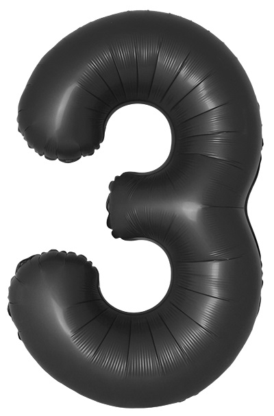 Шар Цифра "3" Slim Черный, Сатин / Satin Black (в упаковке) 