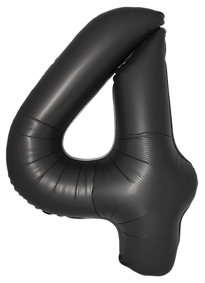 Шар Цифра "4" Slim Черный, Сатин / Satin Black (в упаковке)  