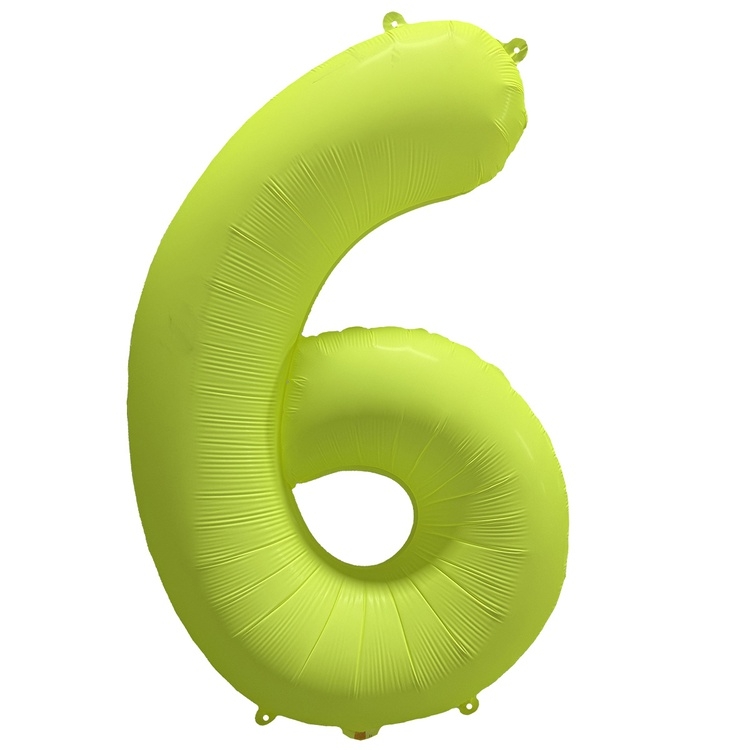 Шар Цифра "6" Неон Желтый / Yellow (в упаковке)  