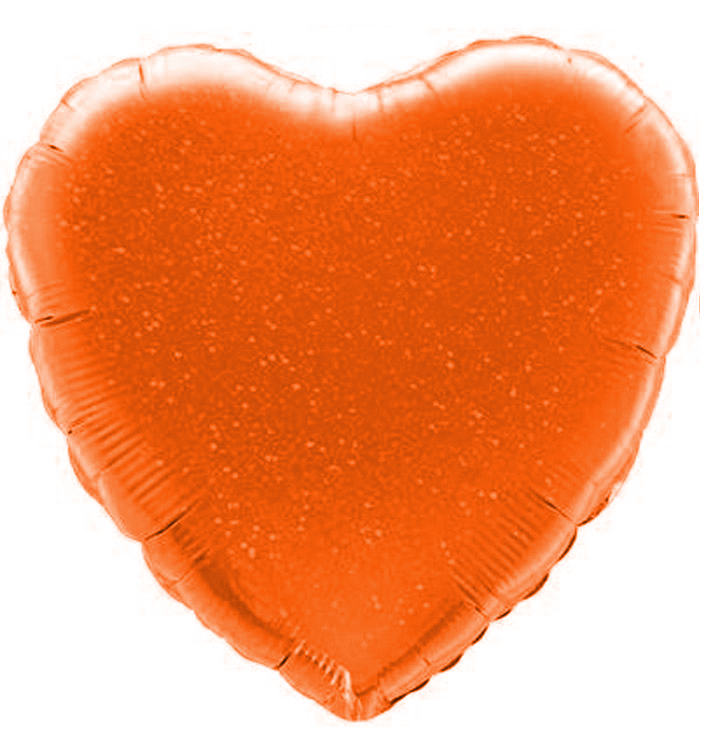 Шар Сердце, Оранжевый, Голография / Orange Glitter Holographic (в упаковке)