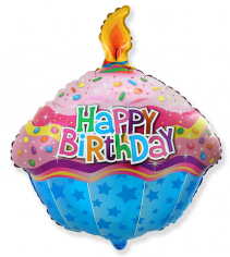 Шар Фигура, Кекс С Днем Рождения / Cake Happy Birthday (в упаковке)